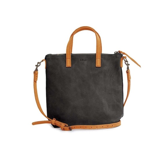 Able Handbags - ABLE Abera Leather Crossbody Black Cognac